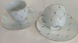 Bogucice 2 szt. filiżanek mocca ze spodkiem ze złotym ornamentem 100 ml