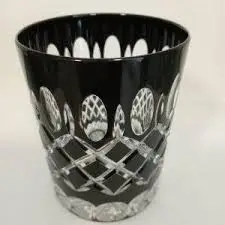 Huta Szkła Zawiercie KRATKA -CZARNY szklanka (literatka) niska drink  6 szt.