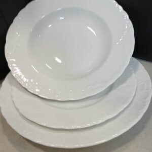 Rococo Ćmielów biały talerz głęboki 22cm